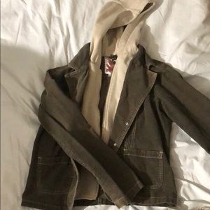 Olive green colored jean jacket